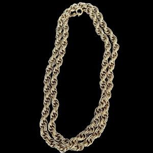 Vintage Signed Accessocraft  NYC 32”L Necklace Gold-Tone Chunky Textured Chain